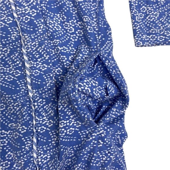 Carole Hochman Floral Robe Cotton Medium M Blue White Wrap NO Belt Long Sleeve - Picture 9 of 11